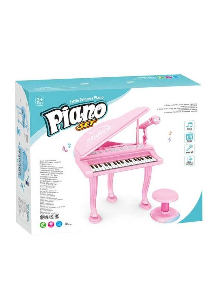 36-Key Kids Electronic Piano Keyboard with Mic, Lights & Stool – Musical Toy for Girls with 22 Built-in Songs & Volume Control