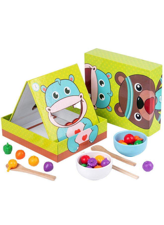 Children's Concentration Training Toys Chopsticks Spoon Play House Parent-child Interaction Double Table Food Feeding Game-Color:The Feeding Game.