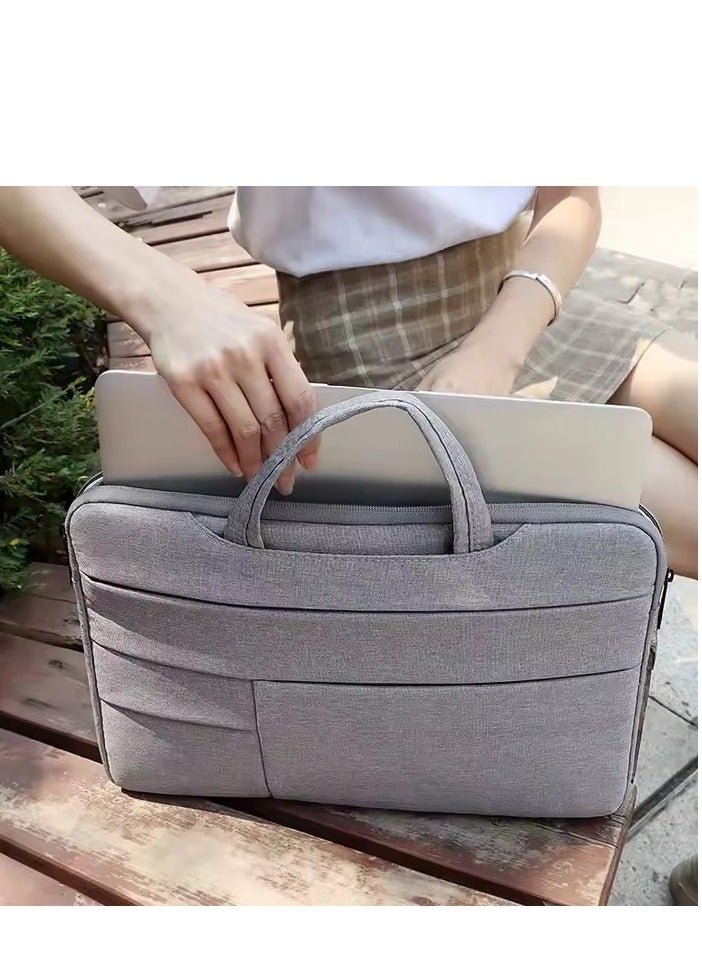 15 Inch Laptop Tablet Case, Ultra-thin Travel Handbag, Durable Business Messenger Briefcase for Men and Women, Oxford Cloth Multi-function Laptop Bag, Waterproof Laptop Storage Bag (Gray)