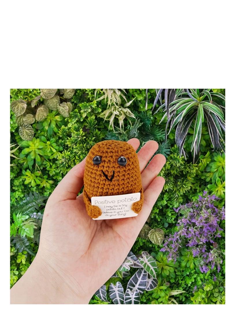 Funny Positive Potato Plush Doll for Kids and Adults, Soft Knitted Novelty Gift for Birthdays, New Year and Parties