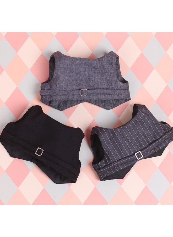 20cm Star Doll Clothes Black Vest Same Pink Suit Suit 15CM Cotton Doll Dress Vest-Specifications:15cm-Color:Dark Gray Striped Suit Vest