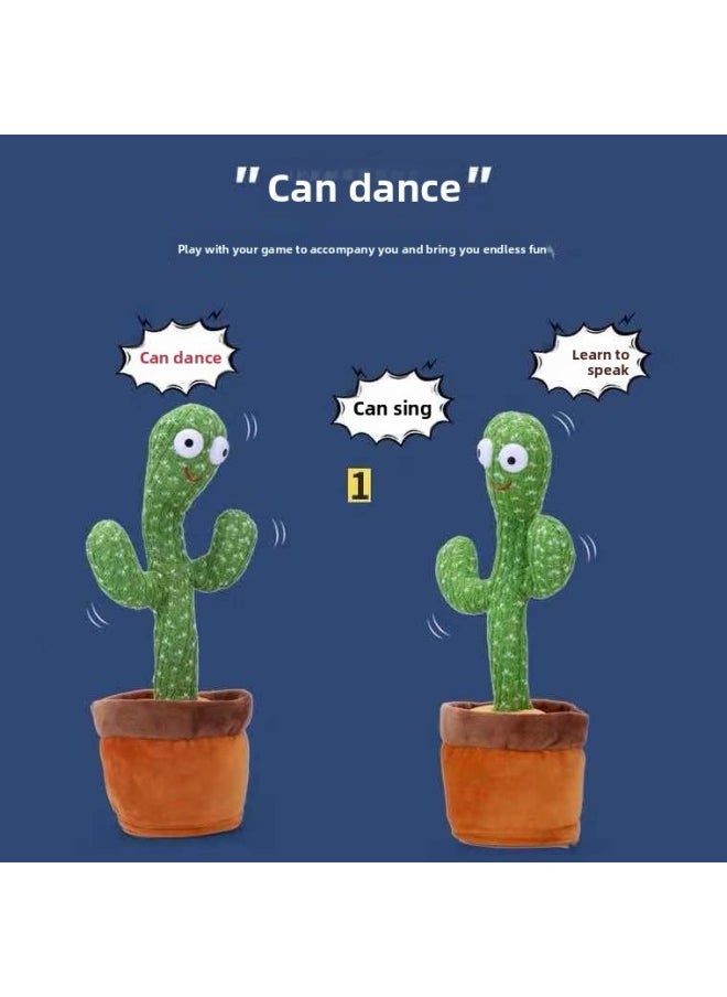 Dancingcactus & # 39; Dancing Cactus Singing Talking Enchanting Flower Dancing Sand Sculpture Niuniu Cactus Toy-Color:English 3 Songs-Height:Sand Sculpture Straw Hat Style