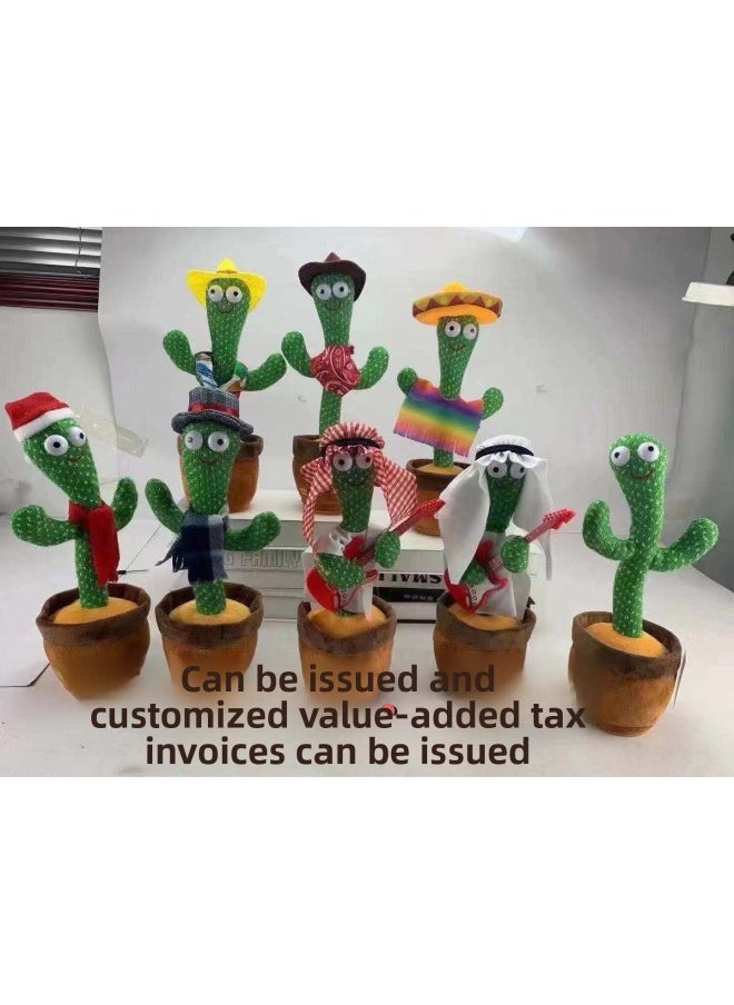 Dancingcactus & # 39; Dancing Cactus Singing Talking Enchanting Flower Dancing Sand Sculpture Niuniu Cactus Toy-Color:English 3 Songs-Height:Sand Sculpture Straw Hat Style