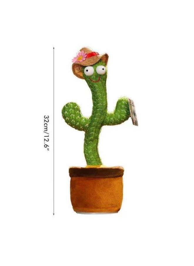 Dancingcactus & # 39; Dancing Cactus Singing Talking Enchanting Flower Dancing Sand Sculpture Niuniu Cactus Toy-Color:English 3 Songs-Height:Sand Sculpture Straw Hat Style