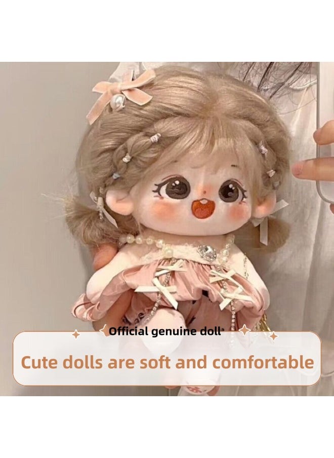 [Promotion] Cotton Doll Hair Doll Can Be Changed Girl Gift Genuine Plush Toy Doll-Specifications:Gift Box [Luxury Bone] 2 Skirts 2 Clothes Hanger Star Hangers Star Hairpin Shoes Comb Rubber Tendons Blush Sticker-Color:Sunny Random Clothes 2 8-piece Set Of Nursing Liquid Broken Shell Certificate