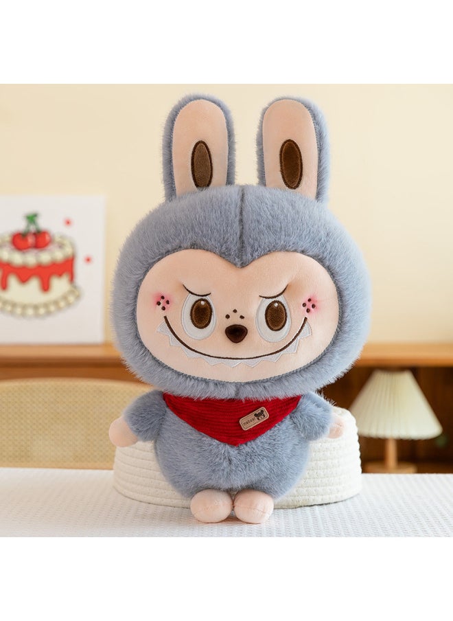 Labubu Bubble Mart Doll Labubu Doll Ornaments Plush Toy Hand-made Super Soft Boyfriend's Birthday Gift-Specifications:80cm  Gray