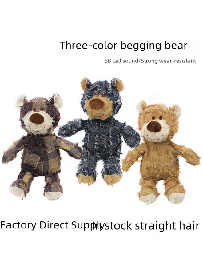 Large Three-color Beggar Bear Pet Companion Toy European Style Dog Voice Interaction Plush Toy Soft Cuddly Comforting Friend-Specifications:Bear -Color:Dark Blue