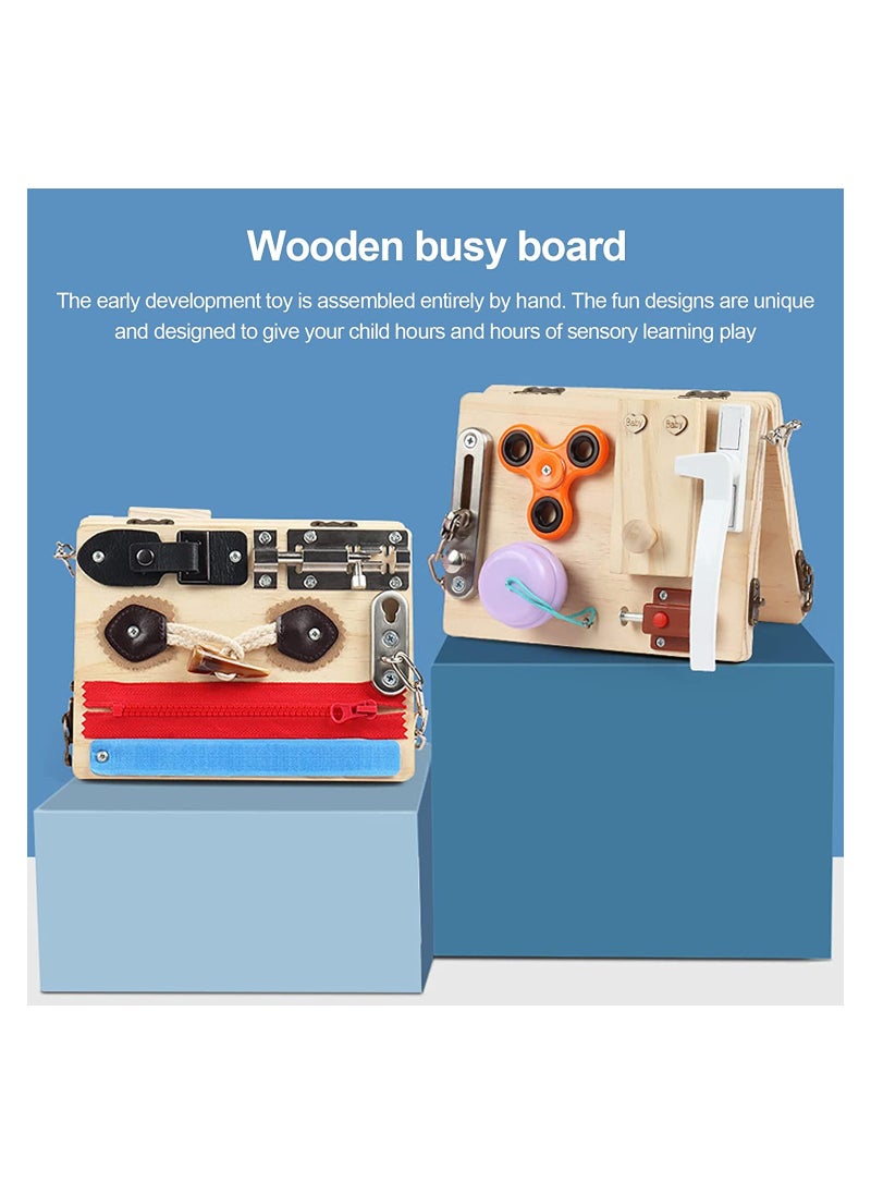 SYOSI Wooden Busy Board for Toddlers, Montessori Toy, Sensory Board, Sensory Toy, Educational Toy, Activity Board, for Kids Early Learning Basic Life Skills and Fine Motor Activity