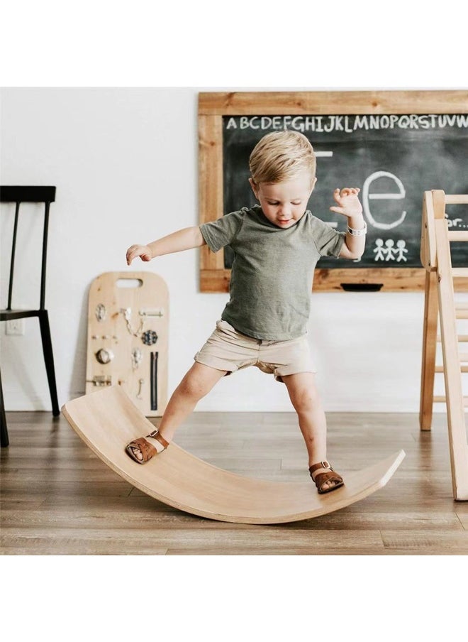 Strict Selection Of Wooden Balance Board Children's Sensory Training Equipment Smart Board Bending Seesaw Outdoor Household Balance Beam-Color:Balance Board With Purple Felt