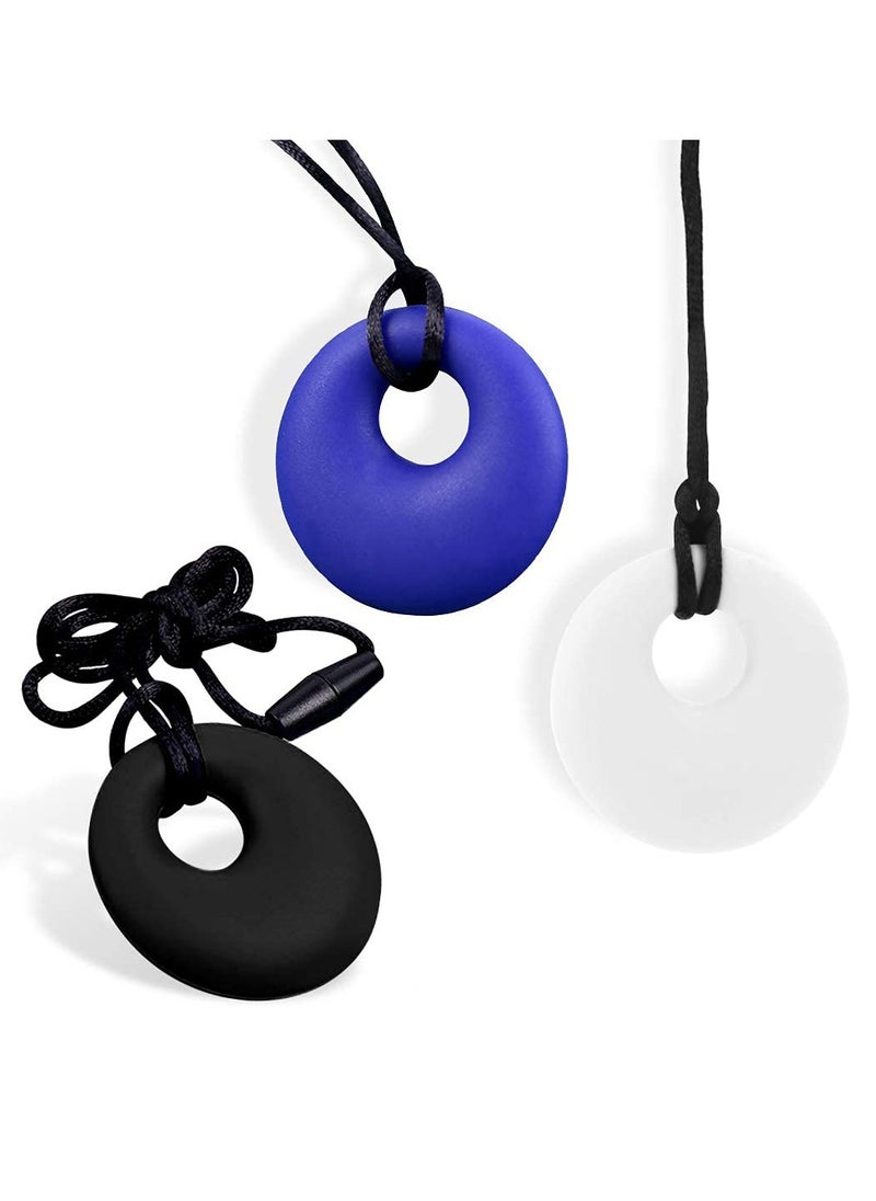 KASTWAVE Sensory Tooth Chew Necklace Oral Motor Chewy Teether 3 Pack Silicone Chewing Teethin Necklace Pendant Autism ADHD Anxiety for Adults Kids Boys Girls BPA Free Breakaway Clasp