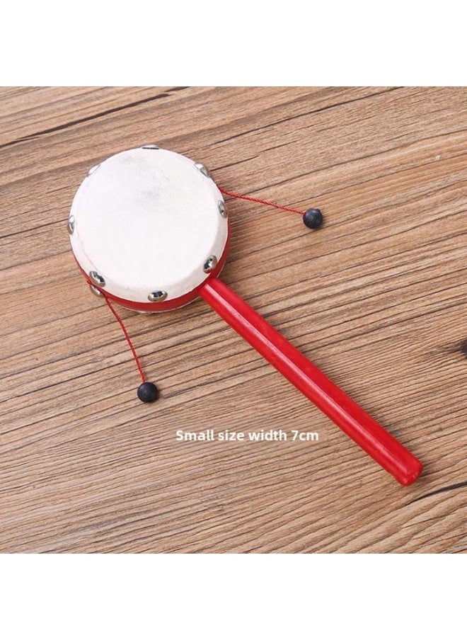 Rattle Baby Toy Wooden Baby Bite Toy 0-6-12 Months Old-Fashioned Nostalgic Free Shipping-Color:Small Sheepskin Drum