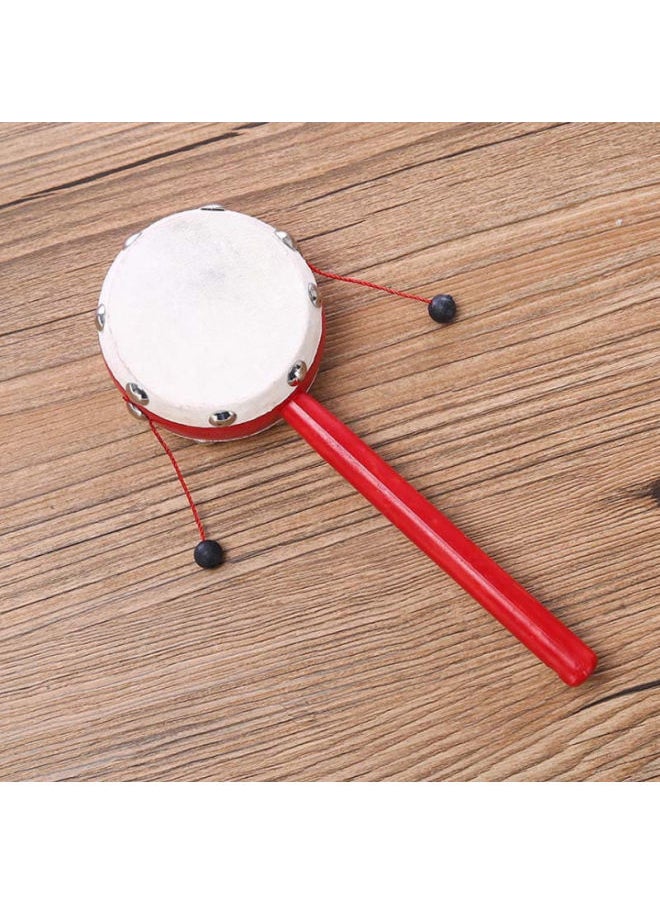 Rattle Baby Toy Wooden Baby Bite Toy 0-6-12 Months Old-Fashioned Nostalgic Free Shipping-Color:Small Sheepskin Drum