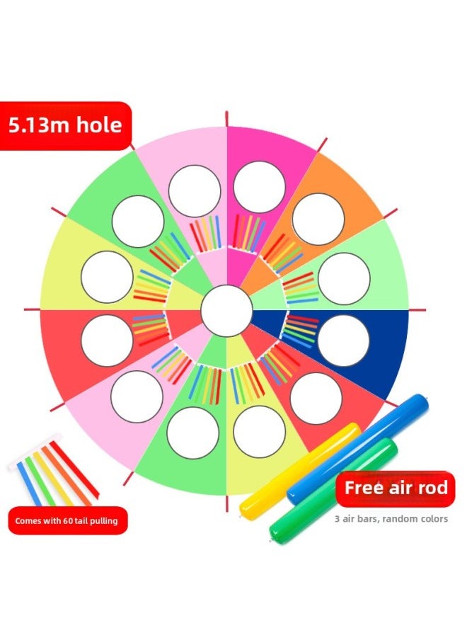 Kindergarten Hoot Mouse Rainbow Umbrella Outdoor Game Activities Teaching Aids Training Early Education Body Intelligent Equipment-Color:Tail Pull Model 8 Colors 5.13m Holes (storage Bag Included)