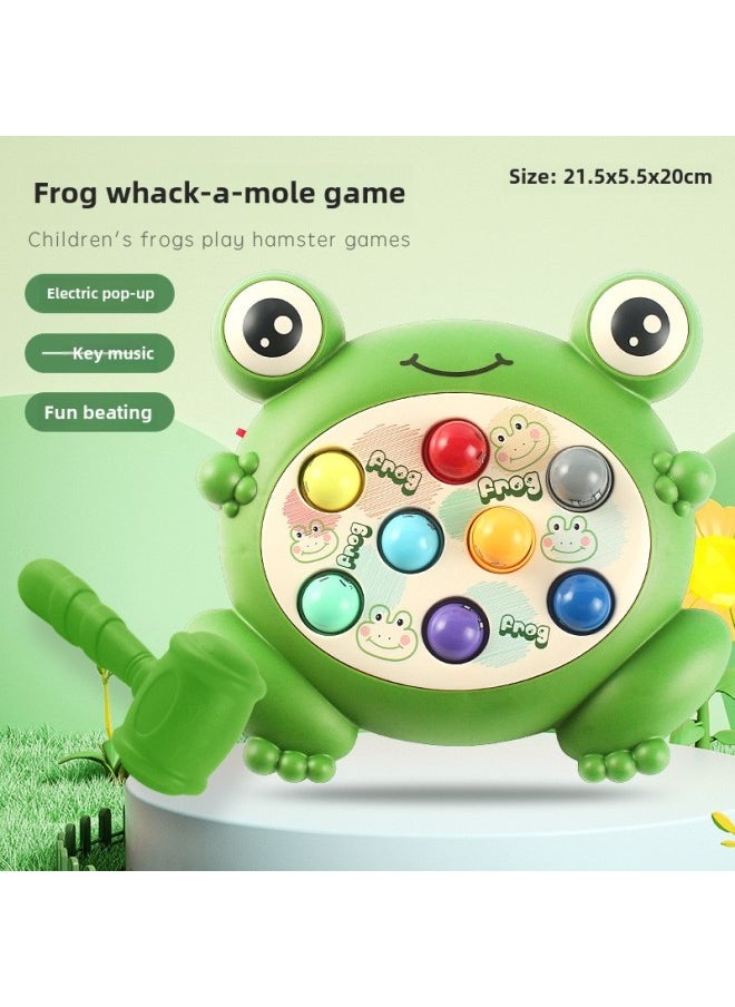 Baby Joy Yap Mouse Children's Toys Puzzle Early Beating Training 1-2 Years Old 3 Game Game Frog Cross Border-Color:Frog Hit Gophers-Green  2 Hammer Mail Order Box