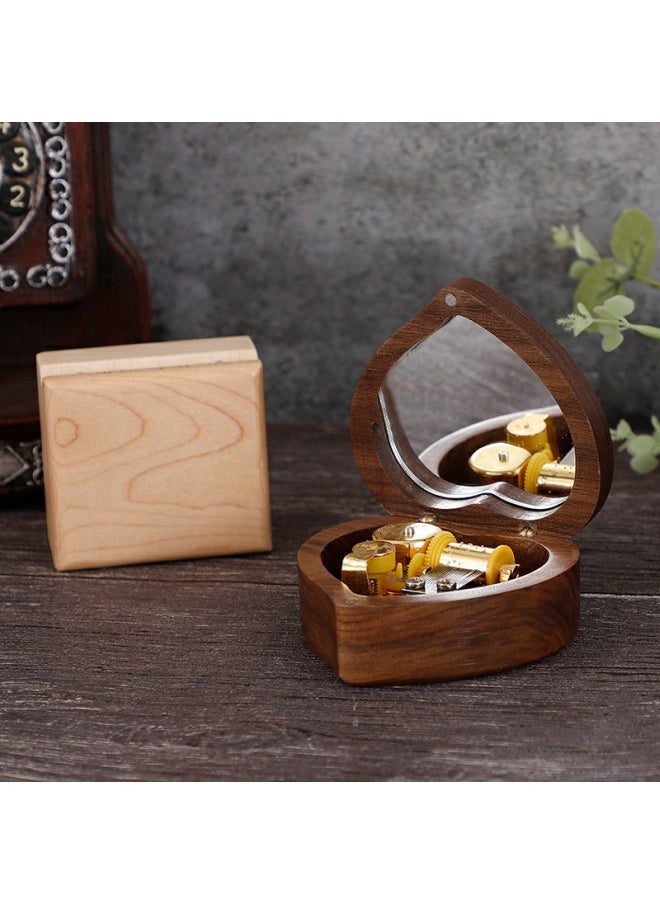 Music Box Music Box Wooden Heart-Shaped Valentine's Day Gift Wooden Coil For Boyfriend And Girlfriend Children Printable-Color:Walnut-Dimensions:Maple Thousand And Spirited Away