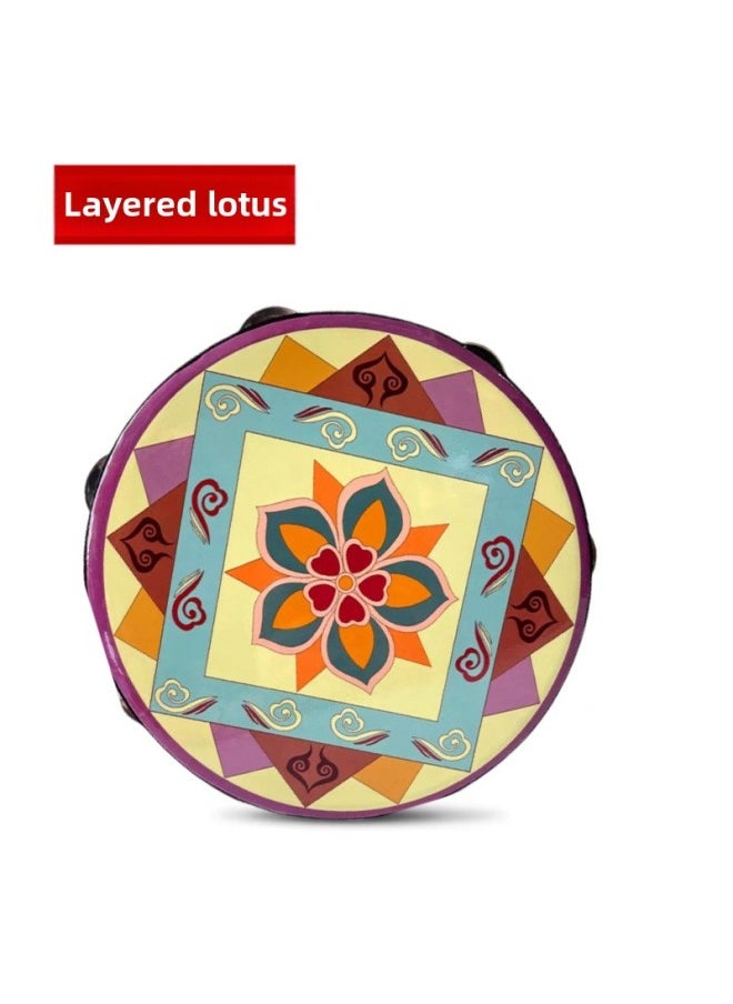 Xinjiang Uygur Tambourine Musical Instrument Examination Tambourine Kindergarten Tambourine Drum With Hand Drum Dunhuang Dance Tambourine Hanfu Ancient Costasy Drum-Color: 6inch (15cm)