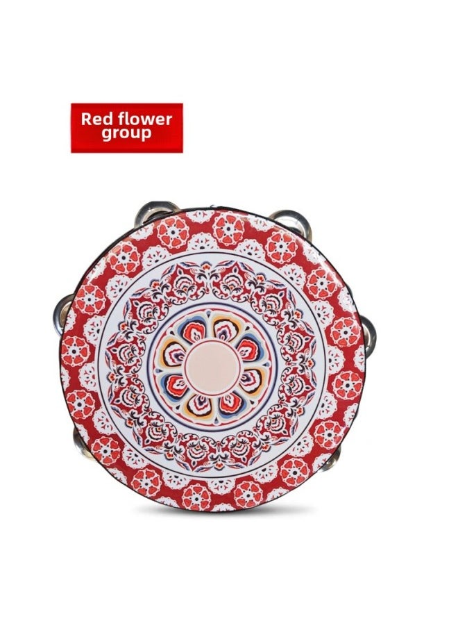 Xinjiang Uygur Tambourine Musical Instrument Examination Tambourine Kindergarten Tambourine Drum With Hand Drum Dunhuang Dance Tambourine Hanfu Ancient Costasy Drum-Color: 6inch (15cm)