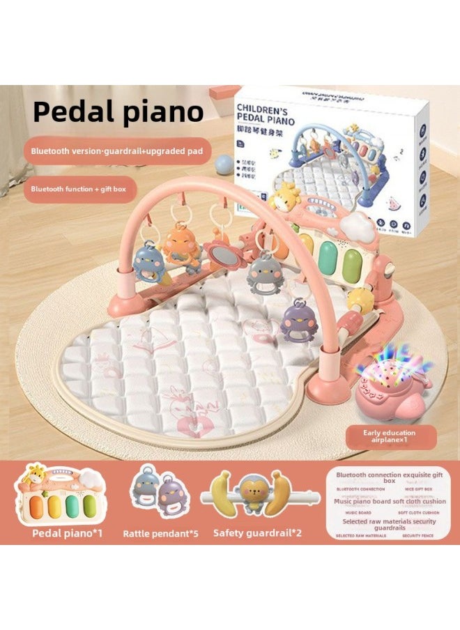 Foot Piano Baby Gym Rack 0-3 Months Infant Toys 0-6 Years Old Girl Baby Newborn Gift-Color:Powder-Bluetooth Guardrail Piano Early Education Aircraft ]-Specifications:Rechargeable Battery