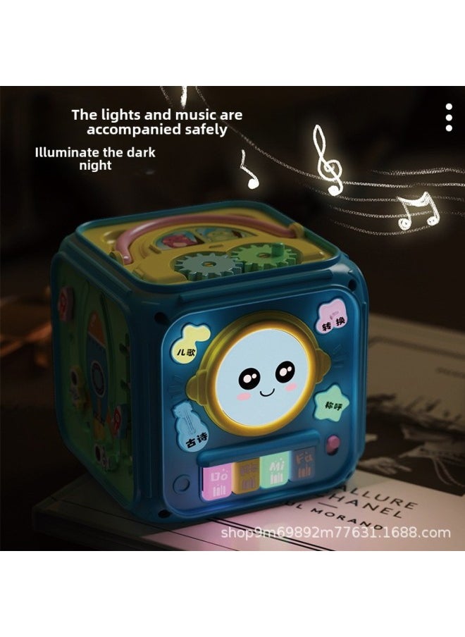 Children's Early Education Storytelling Machine Six-Sided Stereo Drum Toy Baby Educational Toys With Sound And Light Multifunctional-Color:Six Drum Pink ]