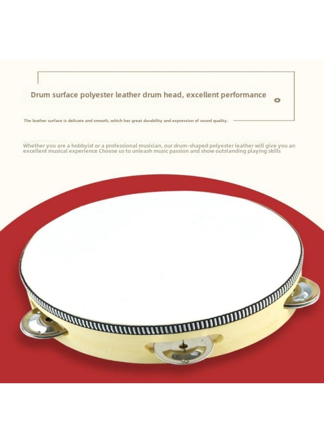 Tambourine Kindergarten Dance Props Children's Tambourine Musical Instrument Orff Vitamin Grade Examination Xinjiang Bell Lingbao-Color:Streamer 6inch Wood Color Tambourine