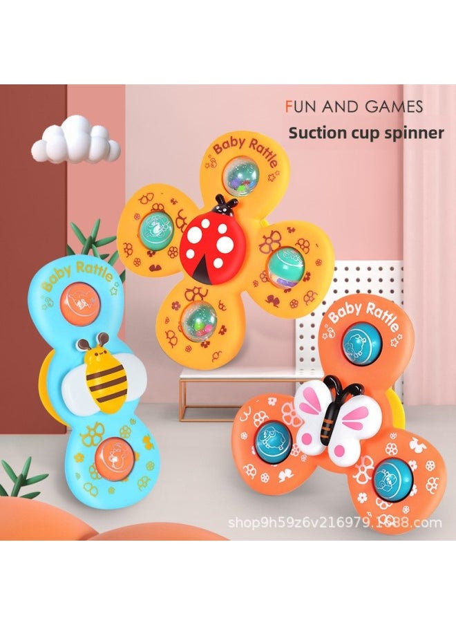 Children's Sucker Turning Music Infant Cartoon Finger Rotating Top Baby Rattle Early Education Educational Toys-Color:English Version  Gift Box