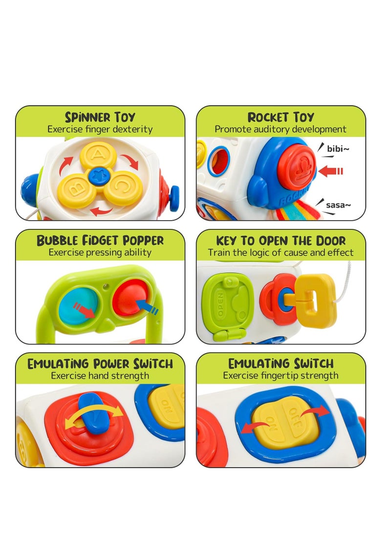 Montessori Busy Cube, Sensory Toys for Toddlers 1-3, Busy Cube for Toddlers Travel Toys, Montessori Sensory Toys, Baby Toys 12-18 Months, Baby First Birthday Gift for Boys Girls