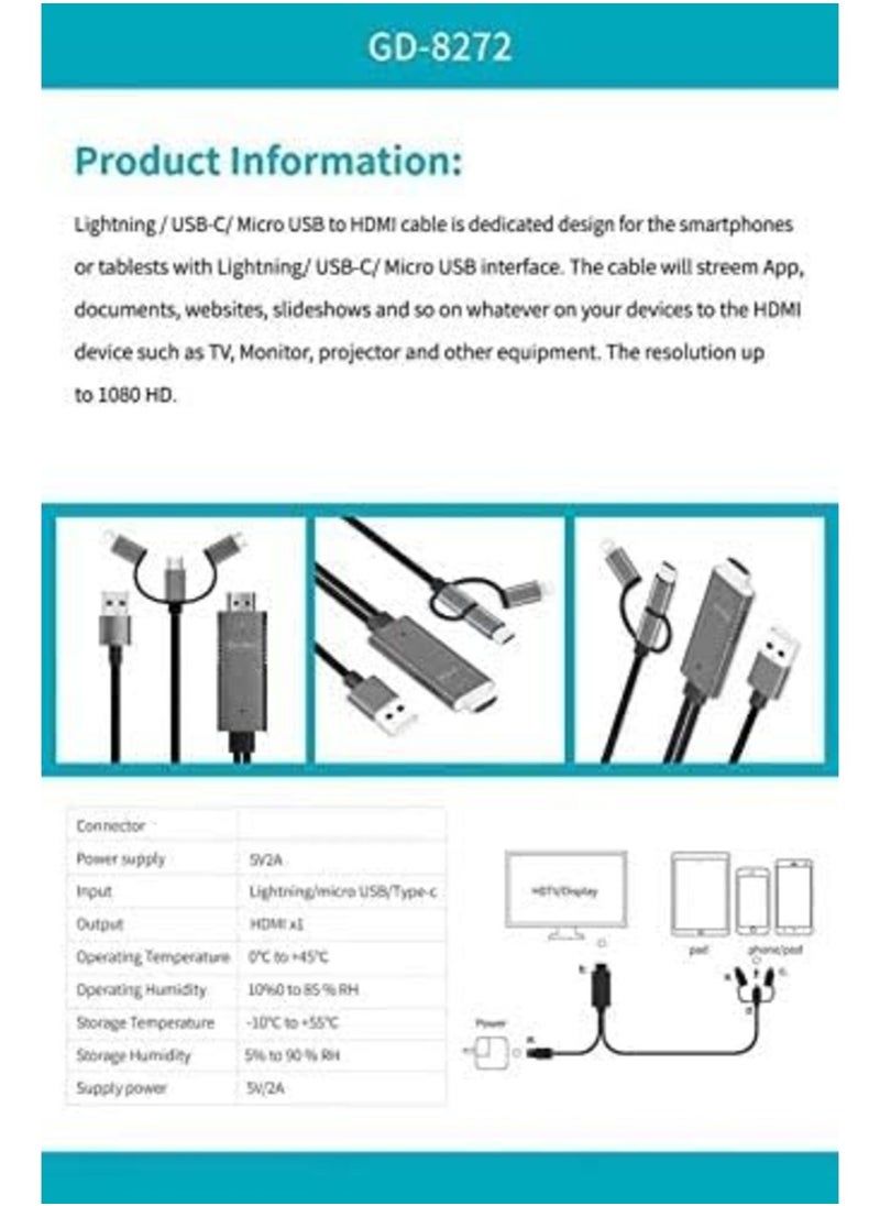 NEW Plug and Play Mobile Phone Cable – Fast Charging  High-Speed Data Transfer for Android/iOS Devices
