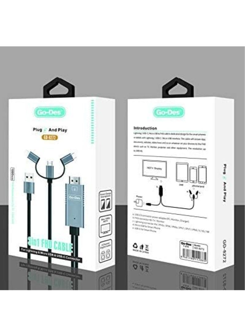 NEW Plug and Play Mobile Phone Cable – Fast Charging  High-Speed Data Transfer for Android/iOS Devices