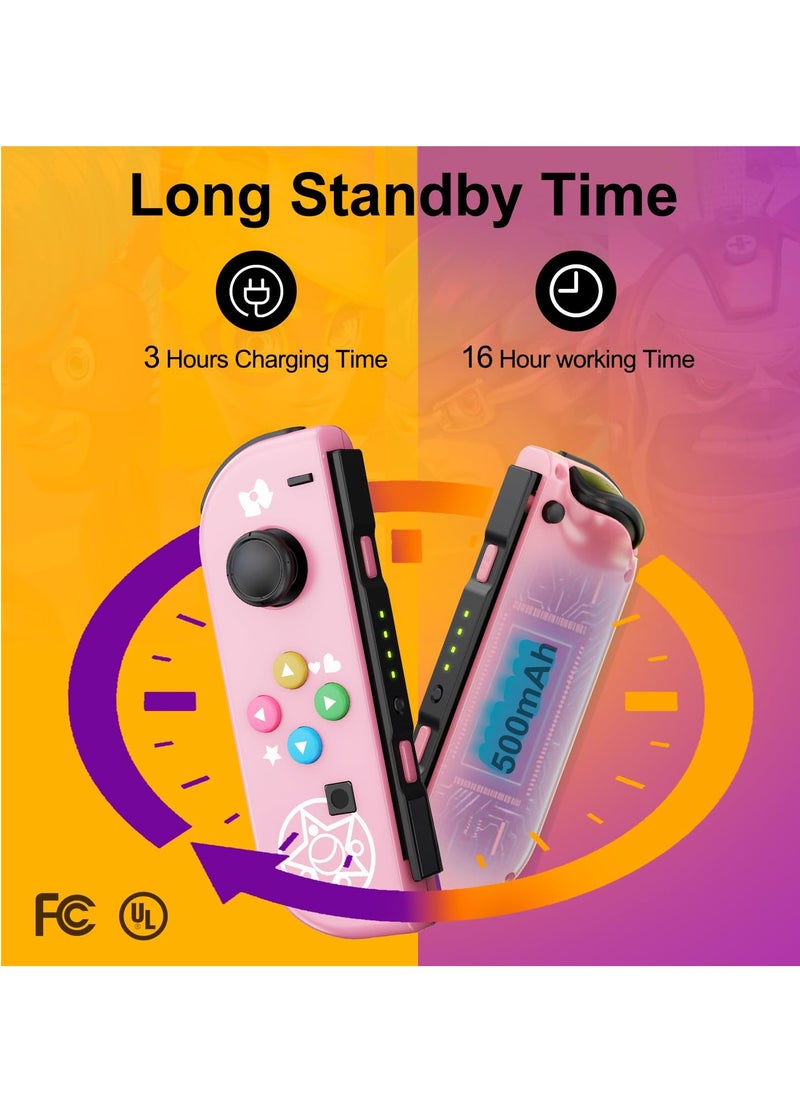 Joy Cons Wireless Controller for Nintendo Switch, L/R Controllers Replacement Compatible with Nintendo Switch/Lite/OLED, Joystick with Wake-up/Screenshot/Dual Vibration (Pink)