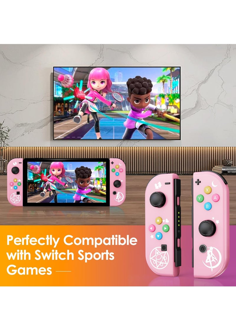 Joy Cons Wireless Controller for Nintendo Switch, L/R Controllers Replacement Compatible with Nintendo Switch/Lite/OLED, Joystick with Wake-up/Screenshot/Dual Vibration (Pink)