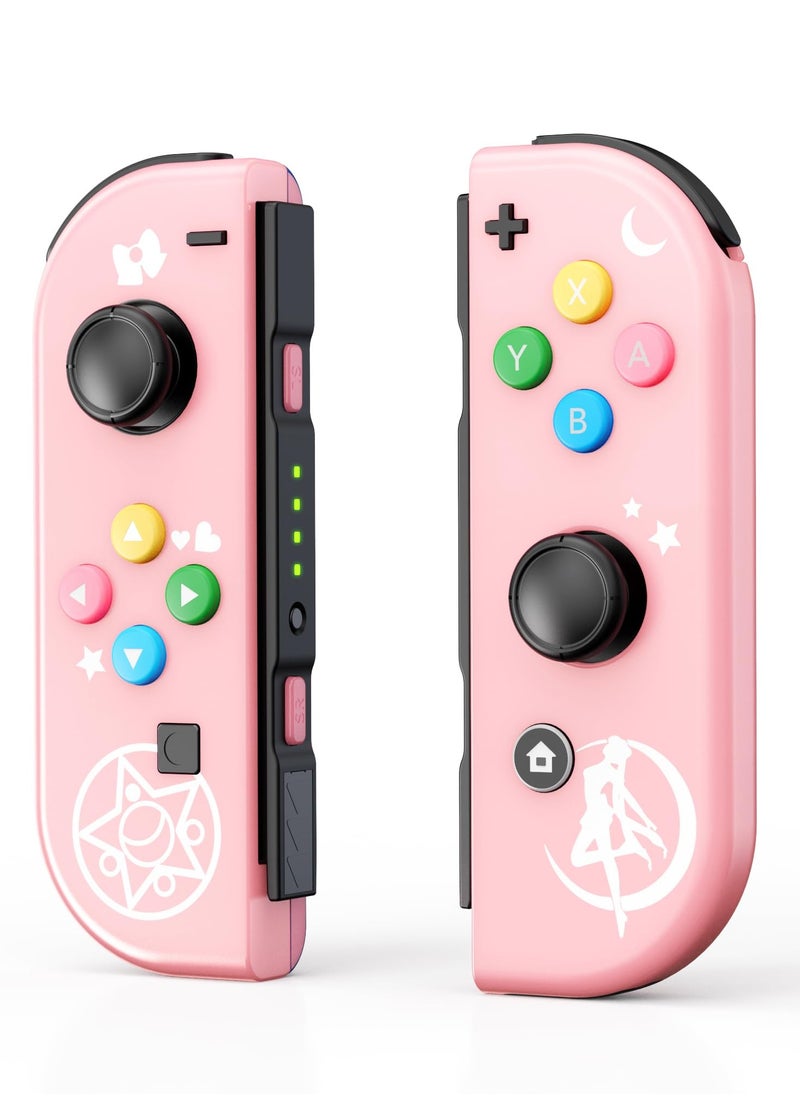 Joy Cons Wireless Controller for Nintendo Switch, L/R Controllers Replacement Compatible with Nintendo Switch/Lite/OLED, Joystick with Wake-up/Screenshot/Dual Vibration (Pink)