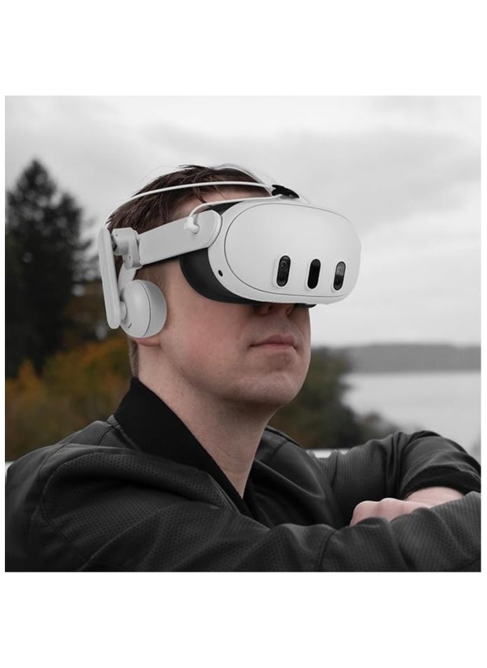 VR Ear Protector Enhanced Sound Compatible with Meta Quest 3 / Quest 2, Headset Sound Collector, Comfort On-Ear Earflap, Headphone Extension Gaming Accessories (White, 1 Pair)