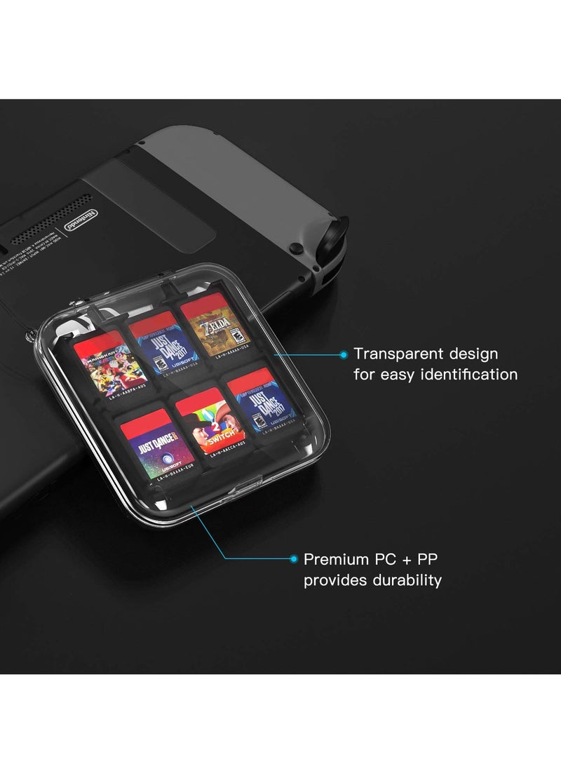 Game Card Case, Portable Game Card Storage Box with 24 Game Card Slots and 12 Micro SD Card Slots Compatible with Nintendo Switch.