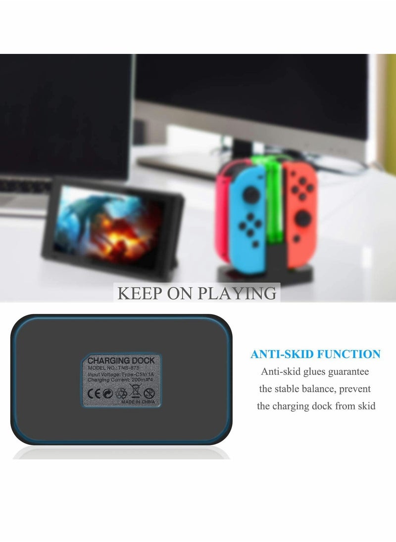 Charging Dock Compatible with Nintendo Switch for Joy-Con/OLED Model Controller with Lamppost LED Indication, Charger Stand Station Compatible with Joy-Cons, for Switch Small Handle Color Charger