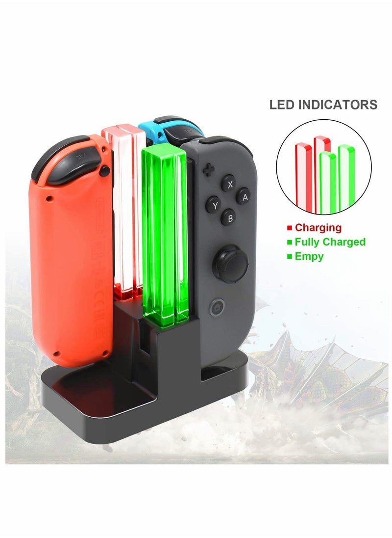 Charging Dock Compatible with Nintendo Switch for Joy-Con/OLED Model Controller with Lamppost LED Indication, Charger Stand Station Compatible with Joy-Cons, for Switch Small Handle Color Charger