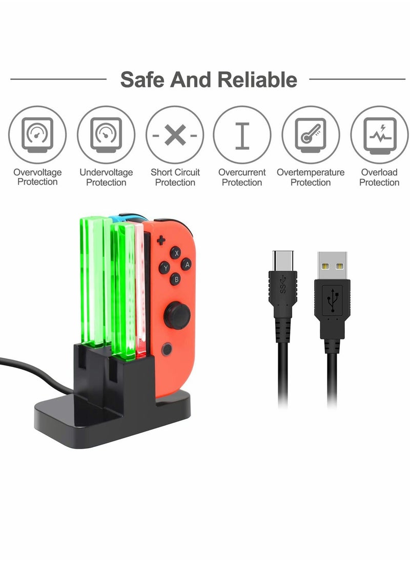 Charging Dock Compatible with Nintendo Switch for Joy-Con/OLED Model Controller with Lamppost LED Indication, Charger Stand Station Compatible with Joy-Cons, for Switch Small Handle Color Charger