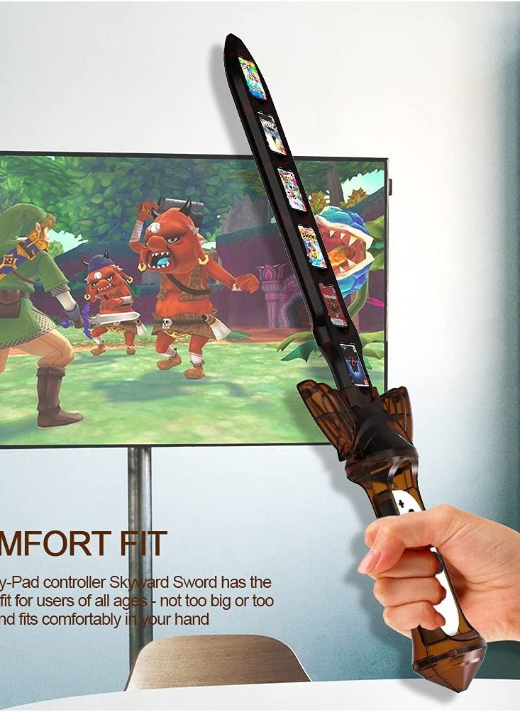 Compatible with Switch Sports Accessories, Gaming Sword Compatible with Switch Sports Chambara (Swordplay)/The Legend of Zelda: Sky Sword HD, for Joycon Right Controller with 12 Game Card Slots