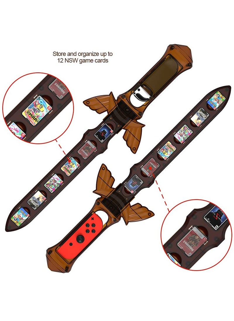 Compatible with Switch Sports Accessories, Gaming Sword Compatible with Switch Sports Chambara (Swordplay)/The Legend of Zelda: Sky Sword HD, for Joycon Right Controller with 12 Game Card Slots