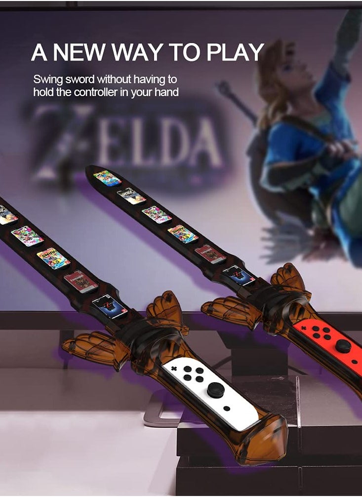Compatible with Switch Sports Accessories, Gaming Sword Compatible with Switch Sports Chambara (Swordplay)/The Legend of Zelda: Sky Sword HD, for Joycon Right Controller with 12 Game Card Slots