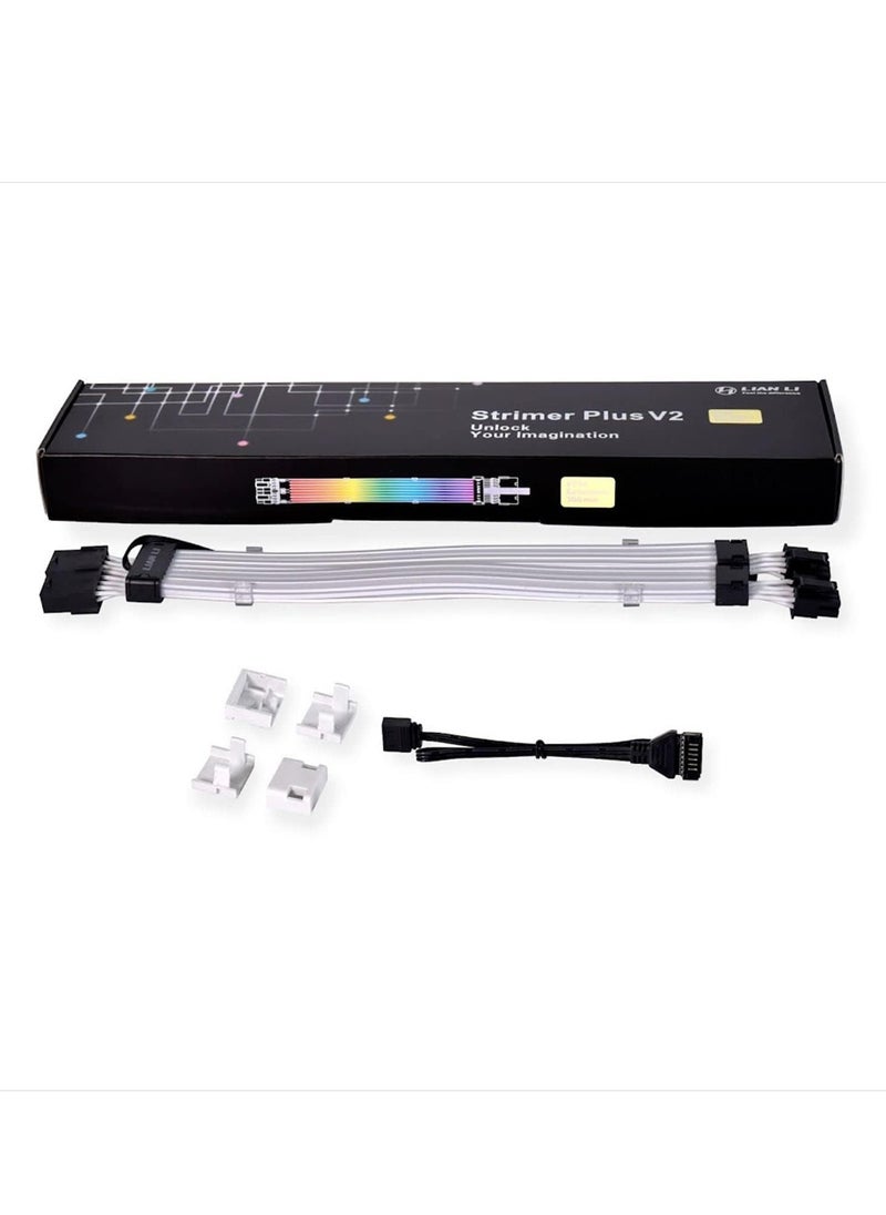 Strimer Plus V2 8-Pin (PW8-PV2) ARGB VGA Power Cable Extension Kit for Dual 8-Pin GPU Connector (No Controller) - STRIMER PLUS 8PIN V2