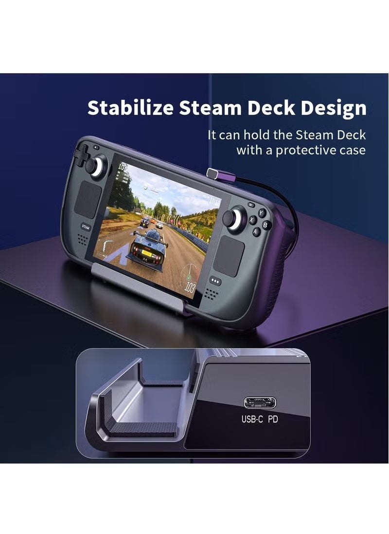 Docking Station, 6-in-1 Steam Deck Dock with HDMI 2.0 4K@60Hz, Gigabit Ethernet, 3 USB 3.0 and 100W USB C Charging Port for Steam Deck and Asus Rog Ally