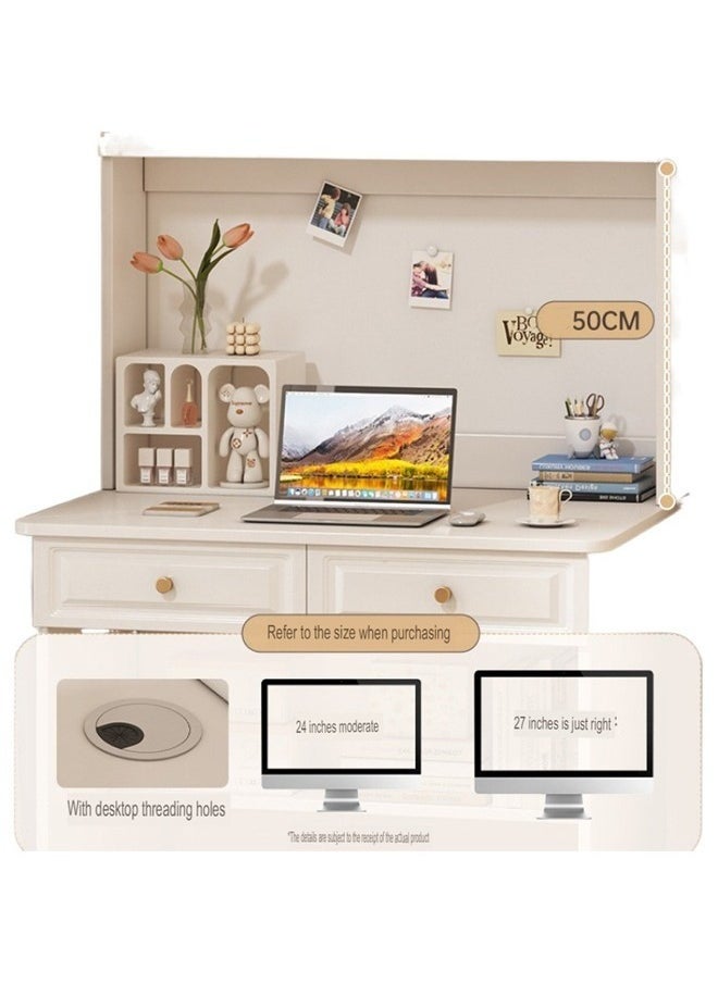 Modern Multifunctional Computer Table Home Office Writing Workstation with Drawers Glass Door & Storage Shelves 80 CM