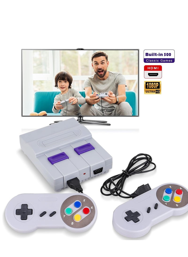 Classic Retro Mini Game Console, Built-in 500 Games with 2 Controllers, HDMI Port - Children Gift, Happy Childhood Memories