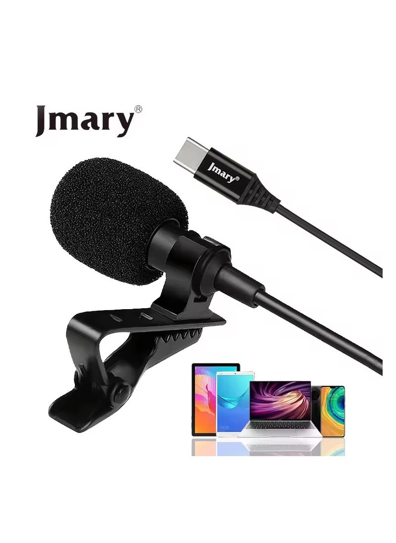 Jmary MCR2 Professional Type C Interface Lapel Mic 3.5mm Micro type Mobile Phone PC Voice Lavalier Microphone