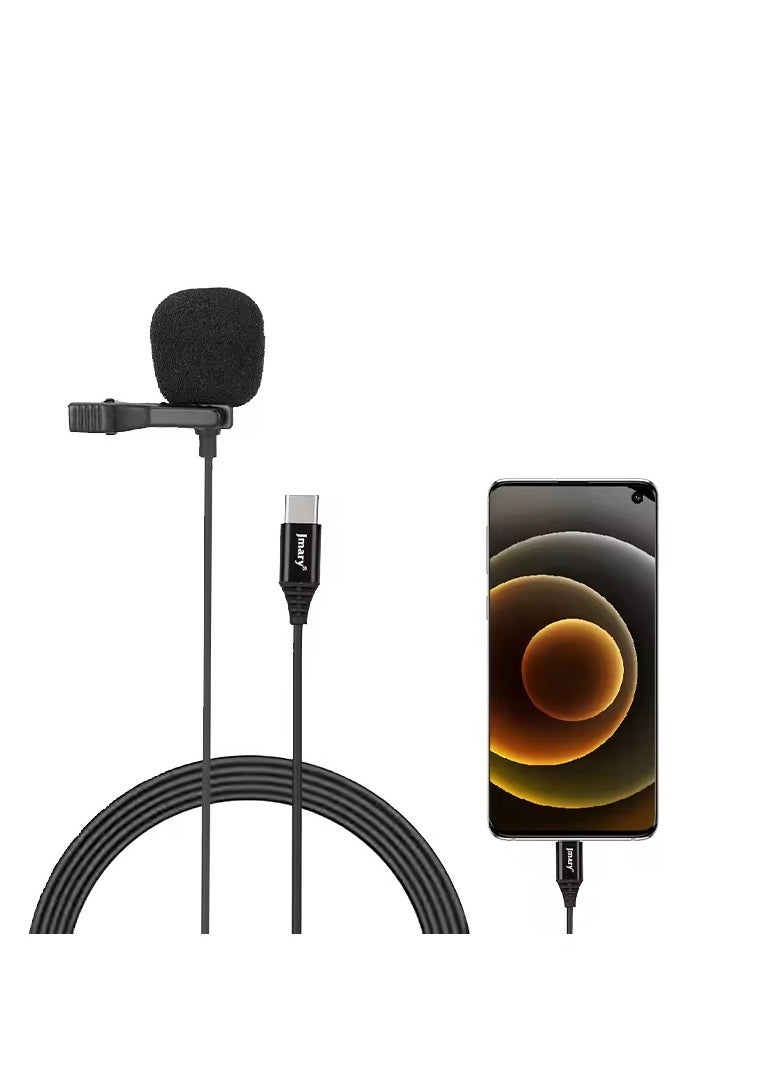 Jmary MCR2 Professional Type C Interface Lapel Mic 3.5mm Micro type Mobile Phone PC Voice Lavalier Microphone