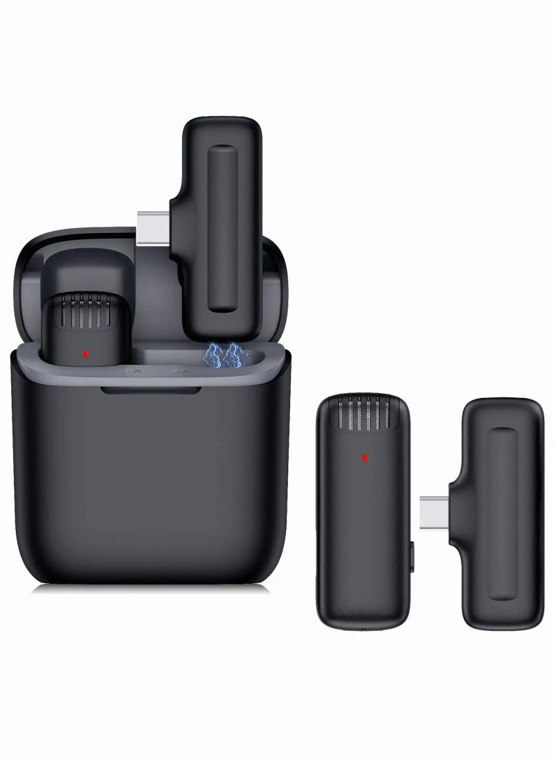 Wireless Lavalier Microphone for USB Type-C Android System, with 35 Hour Charging Box, Plug and Play Mini Lapel Mic for YouTube TikTok Facebook Live Video Recording - Noise Reduction