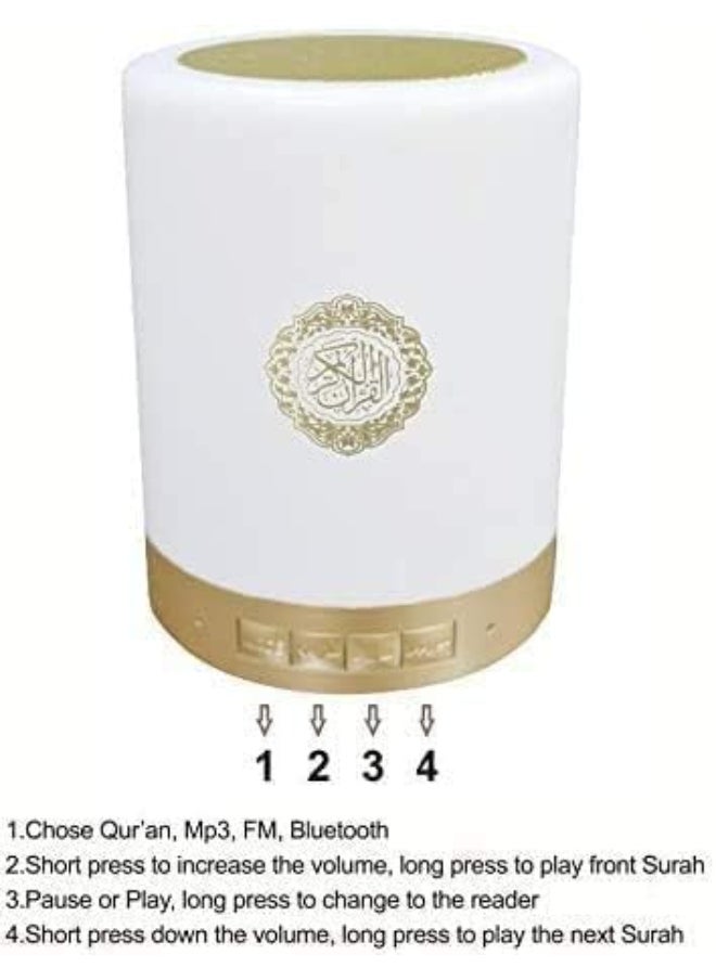 Touch Lamp with Bluetooth Speaker – APP Controlled, Muslim Player with Quran, Azan, Dua, Salat Reminder – Portable Ramadan Eid Gift for Hajj Umrah, Color-Changing LED Light
