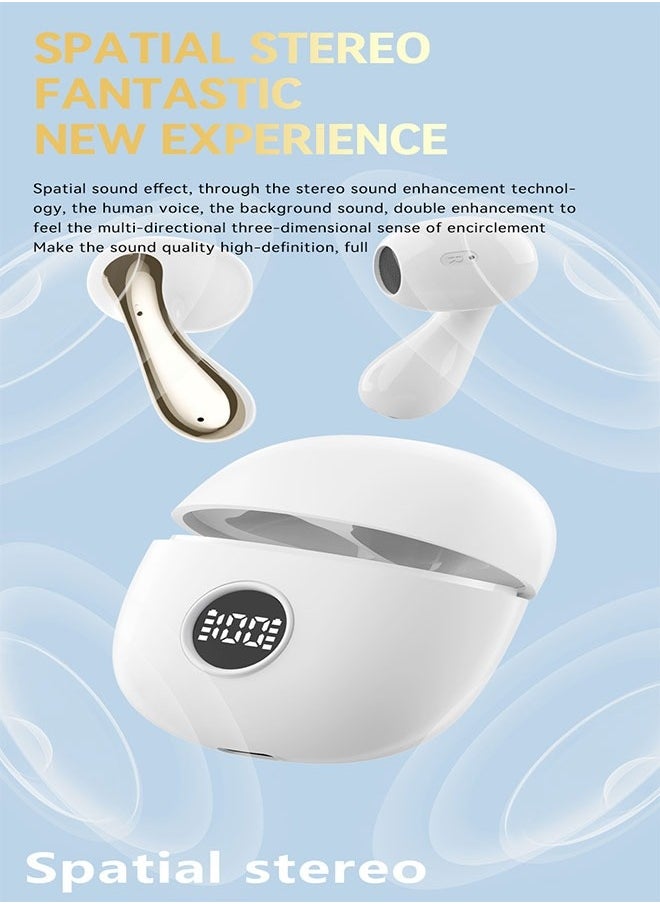 Wireless Bluetooth Headphones Comfortable To Wear Stereo Noise Cancellation Long Battery Life Great For Sports Running Listening And Talking White