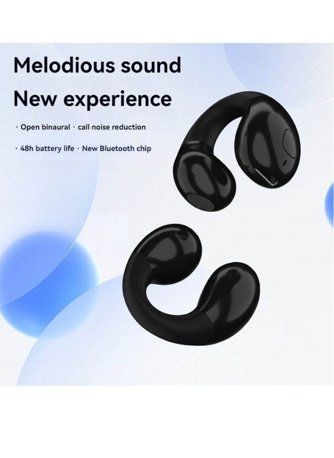New clip-on single-ear non-in-ear wireless Bluetooth headset ultra-long battery life sports headset black