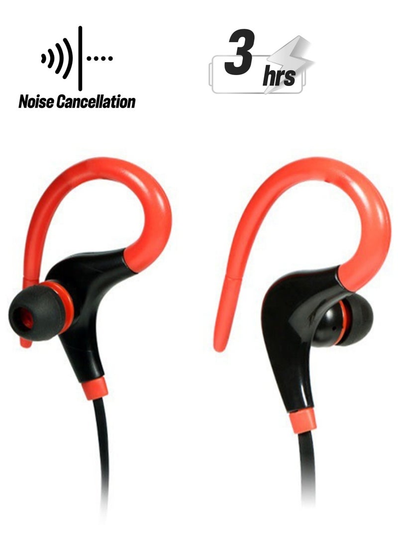 Bluetooth Headphones, Wireless Earbuds, Playtime 3 Hours, Bluetooth 4.2 Wireless Headphones, HD Deep Bass Stereo Sound Isolation, IPX3 Waterproof Bluetooth Sports Headphones (Red)